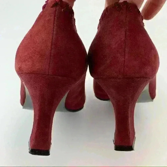 Amanda Smith heels Marilyn sz 7 burgundy kid suede - Picture 9 of 15